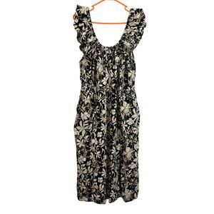 Ava & Viv sleeveless floral midi sun dress 2X Beachy summer vacation linen blend